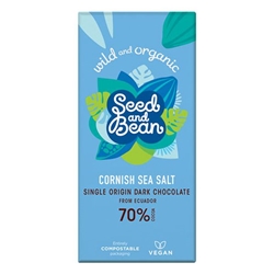 Seed&Bean 75g Extra Dark Bar 70% - Cornish Sea Salt [Pack of 10]