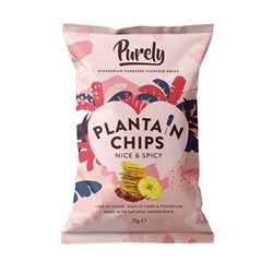 Purely Plantain Chips Nice & Spicy 75g [Pack of 10]