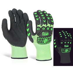 Beeswift Glovezilla Glow In The Dark Foam Nitrile Coated Gloves Green L