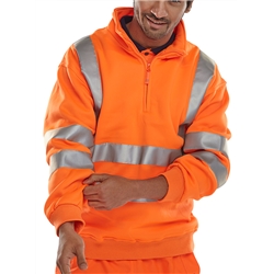 Beeswift Essential Quarter Zip Sweatshirt Hi-Vis Jumper Orange S