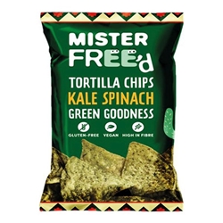 Mister Free'd Tortilla Chips with Kale & Spinach 135g [Pack of 12]