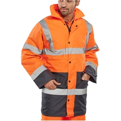 Beeswift Hi-Vis Two-Tone Traffic Jacket Orange / Navy M
