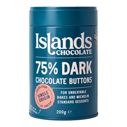 Islands Chocolate 75% Dark giant chocolate buttons 200g [Pack of 6]