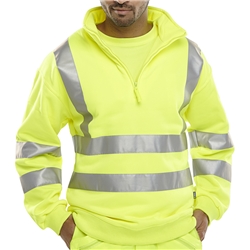 Beeswift Essential Quarter Zip Sweatshirt Hi-Vis Jumper Saturn Yellow Xxxl