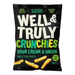 Well&Truly Crunchy Sour Cream and Onion Sticks 30g [Pack of 10]