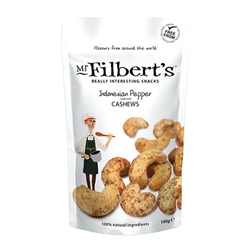 Mr Filberts Indonesian Peppered Cashews 100g [Pack of 12]