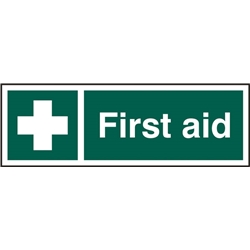 First Aid Rigid Pvc Sign Green 300X100Mm