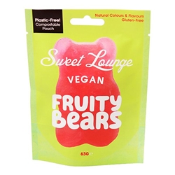 Sweet Lounge Vegan Fruity Bears Pouch 65g [Pack of 10]