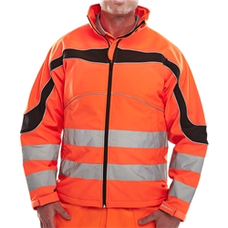 Beeswift Eton Hi-Vis Soft Shell Jacket Orange / Black L