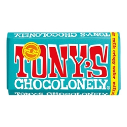 Tony's Chocolonely Milk Chocolate  Crispy Wafer Fairtrade 180g [Pack of 15]