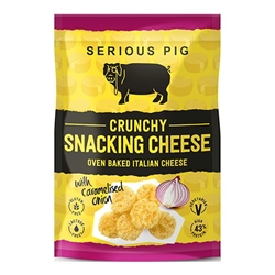 Serious Pig Crunchy Snacking Cheese with Caramelised Onion 24g [Pack of 24]