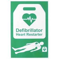 Click Medical External Defibrillation Sign Rigid Plastic Green 20X30Cm