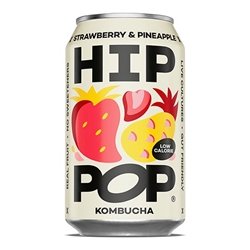 Hip Pop Strawberry Pineapple Kombucha 330ml Can [Pack of 12]