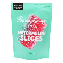 Sweet Lounge Vegan Fizzy Watermelon Slices Pouch 130g [Pack of 8]
