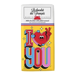Le Chocolat de Français I Love You Milk Salted Caramel Bar 80g [Pack of 10]