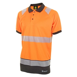 Beeswift Deltic Hi-Vis Two Tone Short Sleeve Polo Shirt Orange / Black M
