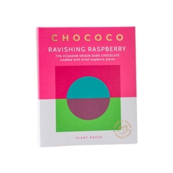 Chococo 72% Ecuador dark chocolate studded with tangy raspberries (vf) 75g [Pack of 12]