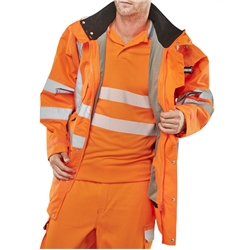 Beeswift Elsener Hi-Vis 7-In-1 Jacket And Bodywarmer Waterproof Orange Xxl