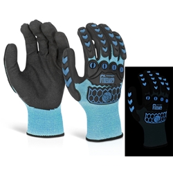 Beeswift Glovezilla Glow In The Dark Foam Nitrile Coated Gloves Blue L