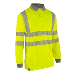 Beeswift Envirowear Hi-Vis Long Sleeve Recyclable Polo Shirt Saturn Yellow S