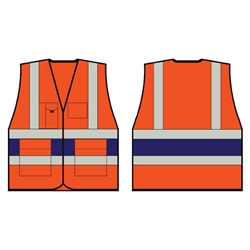 Orange Executive Vest With Navy Blue Band 3Xl