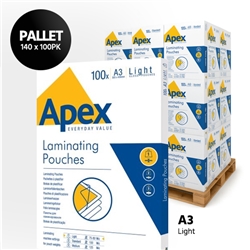 Apex Laminating Pouches A3 Light Duty - Pallet [140 x 100PK]