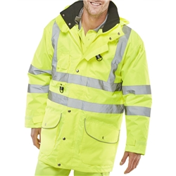 Beeswift Elsener Hi-Vis 7-In-1 Jacket And Bodywarmer Waterproof Saturn Yellow Xxxl