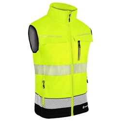 Beeswift Deltic Two-Tone Hi-Vis Softshell Rail Bodywarmer Saturn Yellow / Navy M