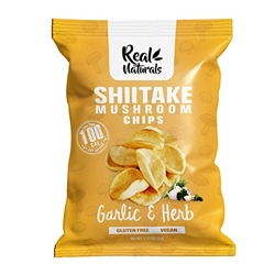 Real Naturals Shiitake Mushroom Chips Garlic & Herb 32g [Pack of 12]