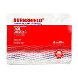 Burnshield Sterile Trauma Hydrogel Digit Dressing 25Mm X 500Mm White/Red 25Mm X 500Mm