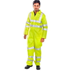 Beeswift Tesla Fire Retardant Hi-Vis Anti-Static Boilersuit Saturn Yellow 56