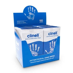 Clinell Antibacterial Hand Wipes Individually Wrapped White 