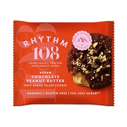 Rhythm 108 Swiss Double Chocolate Soft Baked Cookie with a Salted Peanut Butter Filling 50g [Pack of 12]