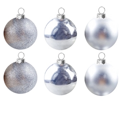 Silver Christmas Baubles - Pack of 6
