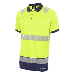 Beeswift Deltic Hi-Vis Two Tone Short Sleeve Polo Shirt Saturn Yellow / Navy Xxl