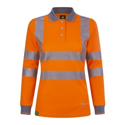 Ewear Recyclable Womens Hi Vis L/S Polo Shirt Or 16 (Xxl)