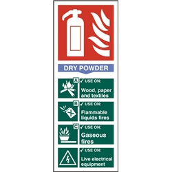 Beeswift Fire Extinguisher Dry Powder Sign Self Adhesive White 82X202Mm