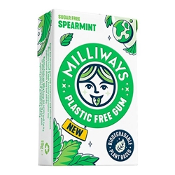 Milliways Plastic Free Chewing Gum Spearmint 19g [Pack of 12]