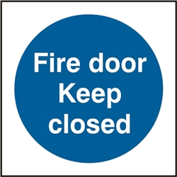 Fire Door Keep Closed Sign White/Blue 150X150Mm