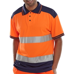Beeswift Hi-Vis Two-Tone Polo Shirt Orange / Navy Xxxxl