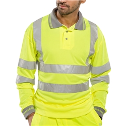 Beeswift Long Sleeve Hi-Vis Polo Shirt  Saturn Yellow Xxl