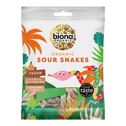 Biona Organic Sour Snakes 75g [Pack of 10]