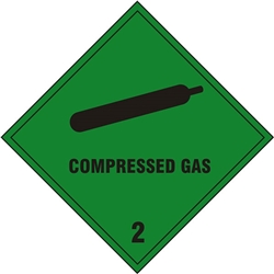 Compressed Gas Sign Green 200X200Mm