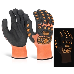Beeswift Glovezilla Glow In The Dark Foam Nitrile Coated Gloves Orange M