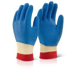 Beeswift Reinforced Latex Gloves Full Cuff Blue S