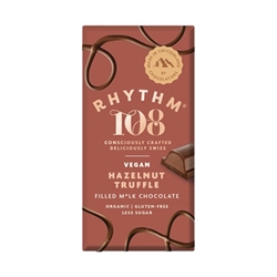 Rhythm 108 Swiss M'lk & Hazelnut Truffle Chocolate 100g [Pack of 9]