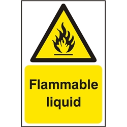 Flammable Liquid Sign White/Yellow 200X300Mm