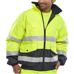 Beeswift Two-Tone Hi-Vis Europa Bomber Jacket Saturn Yellow / Navy L