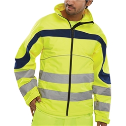 Beeswift Eton Hi-Vis Soft Shell Jacket Saturn Yellow / Navy Xxxl