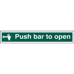 Beeswift Push Bar To Open Sign Self Adhesive Green 600X100Mm